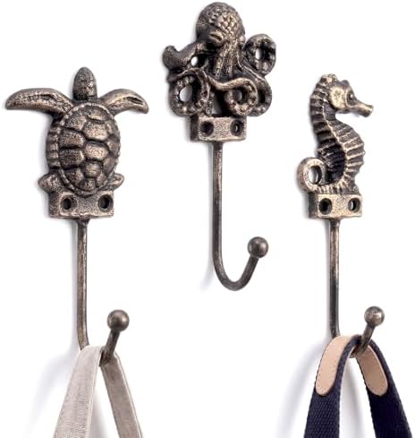 Hicarer 3 Pcs Nautical Wall Hooks Cast Iron Hangers by Hicarer