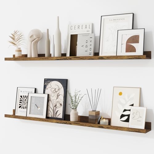 RICHFOCUS Picture Ledge Shelf, 40 inch Floating Shelves Set of 2, Wood Wall by RICHFOCUS