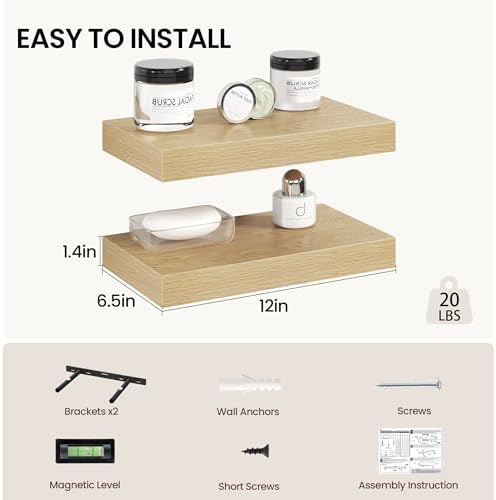 Vivelove 12 Inch Floating Shelves Wall Mounted - Image 3