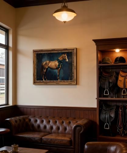 Vintage Gold Framed Wall Art Vintage Horse - Image 4
