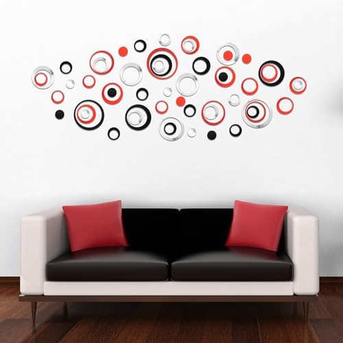 Outus 72 Pcs Circle Mirror Wall Stickers Removable DIY - Image 5