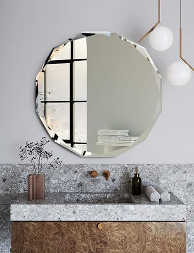24x24 Inch Bathroom Mirrors for Over Sink, Round Frameless Mirrors for Wall - Image 6