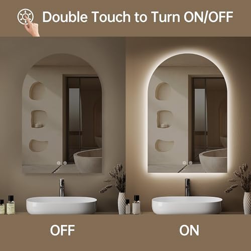 20"x30" Arched LED Lighted Bathroom Mirror - Image 3