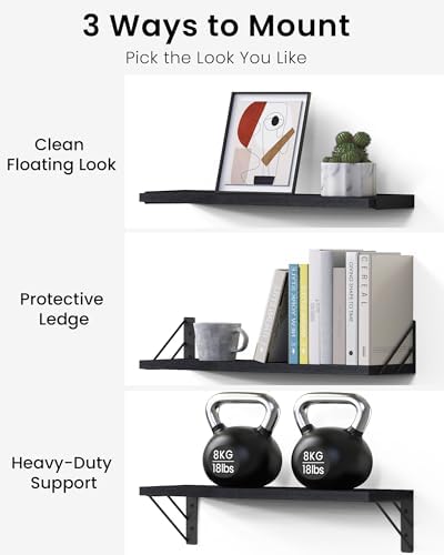 BAYKA Wall Mounted Black Floating Shelves - Image 6
