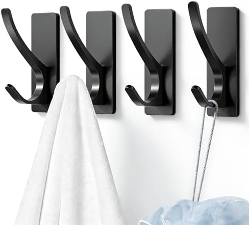 Self Adhesive Towel Hooks: Extra Strong 13LB, Stainless Hook by Josmimic