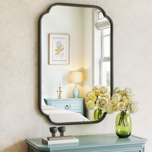 Black Bathroom Scalloped Mirror by Wiserset