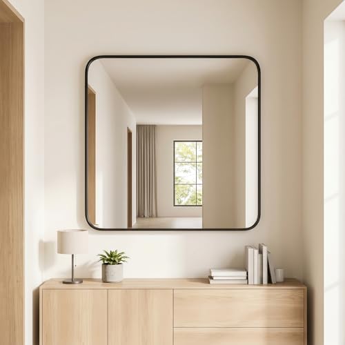 BEAUTYPEAK 39" x 39" Rectangular Wall Mounted Bathroom Mirror - Image 3