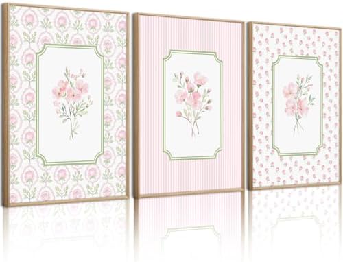 Pink Floral Wall Art Nursery Flower Canvas Wall Decor Baby Girl Wildflower by Unknown