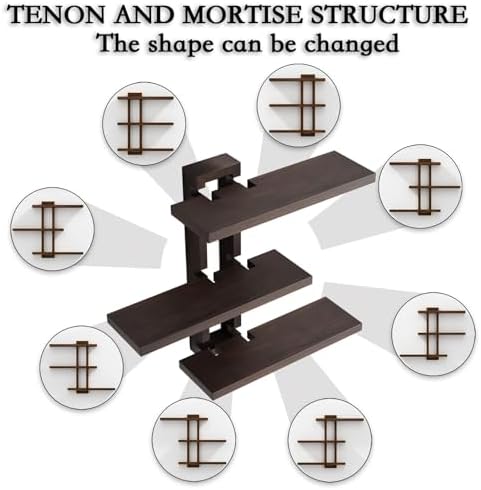 yaqew Wood Floating Shelves Set of 3, Dark Walnut, 28.35" x 23" x 5.9" - Image 4