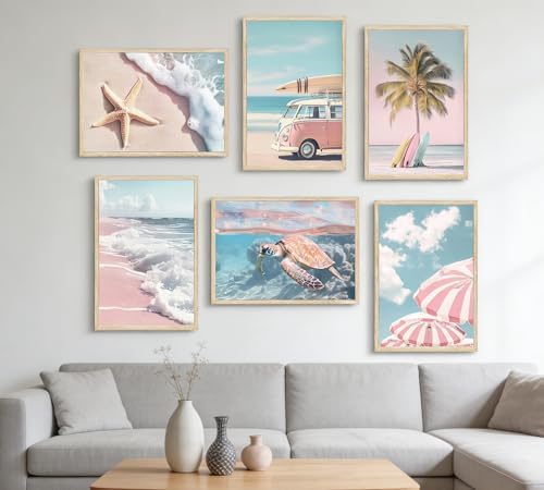 PeuYot Pink Beach Wall Art, Unframed Canvas Posters - Image 5