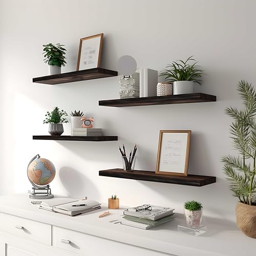 24 Inch Brown Wood Floating Shelves - Image 3