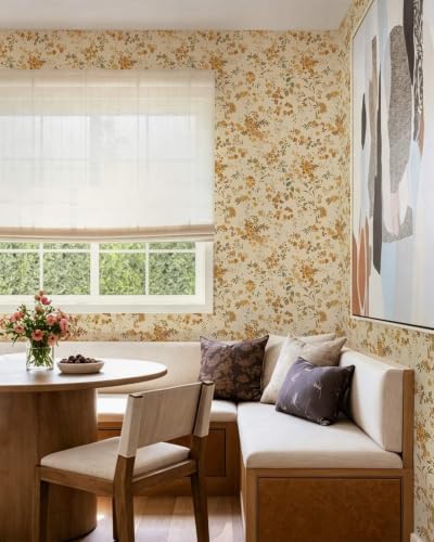 Dimoon Boho Peel and Stick Wallpaper Brown Floral Contact Paper 17.3x197in - Image 4