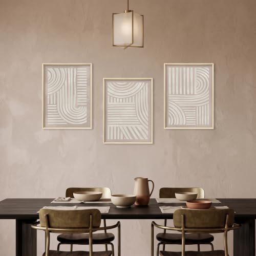 Aryroi Abstract Neutral Geometric Framed Canvas Wall Art Set, Mid Century - Image 4