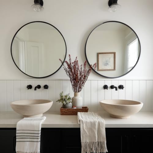 Sunniry Black Bathroom Mirror 30 inch, 2 Pack Wall Mirror, Matte Metal Frame - Image 4