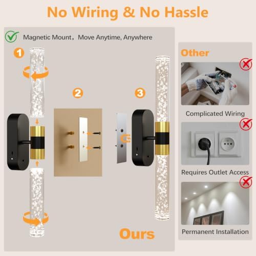 Crystal Battery Operated Wall Sconces Set of 2 - Image 4