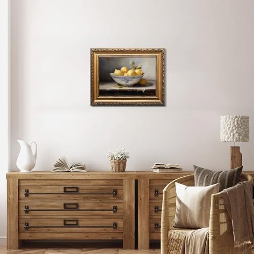 uniro Vintage Gold Framed Wall Art, Vintage Lemons Still Life Canvas Art Prints - Image 4
