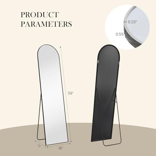 NEWBULIG Arched Full Length Floor Mirror 16"x59", Body Standing Mirror - Image 2