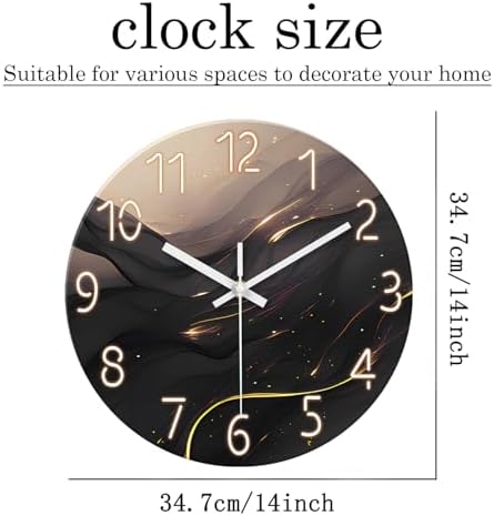 Black and Gold Wall Clocks Battery Operated 14 Inch - Image 3