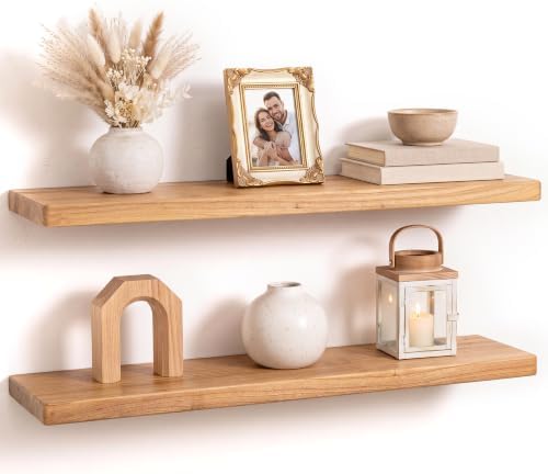 Fun Memories 32 Inch Floating Shelf, 8 Inch Deep Rounded Edge Reclaimed Elm by FunMemories