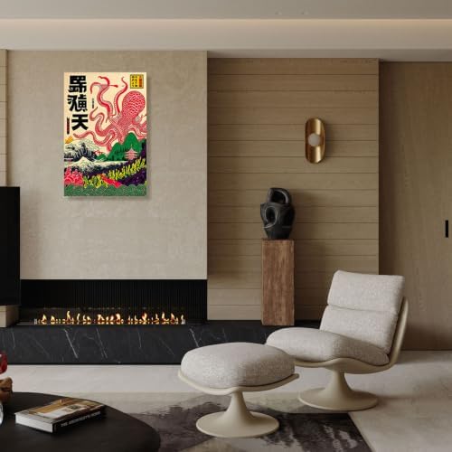 Unframed Giant Octopus Japanese Myth Canvas Wall Art 12x16in - Image 5