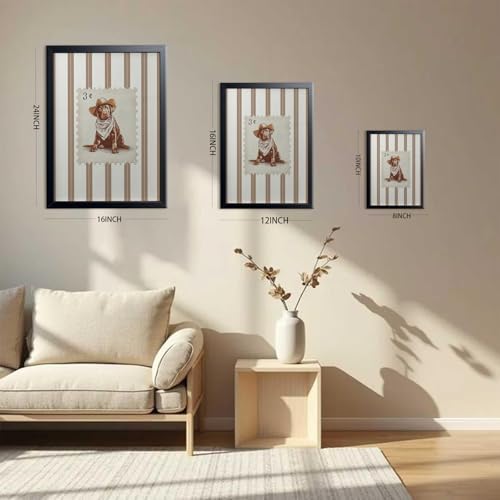 Vintage Cowboy Dog Wall Art, Western Puppy Stamp Canvas Print, Farm Rustic - Image 4