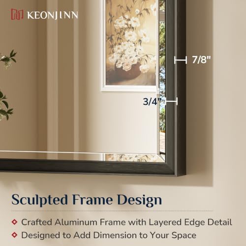 Keonjinn 72" x 36" Black Framed Bathroom Mirrors - Image 2