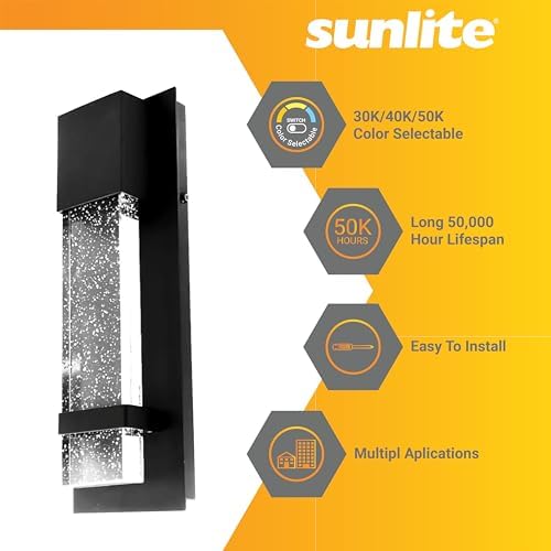 Sunlite LED Outdoor Raindrop Wall Sconce Light Fixture, 12 Watts, 600 Lumens - Image 4