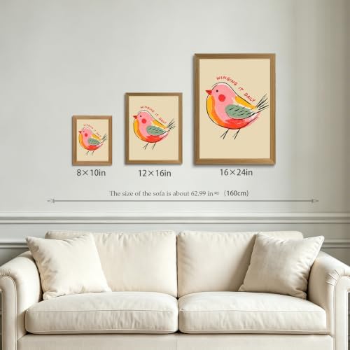 Framed Funny Bird Wall Art Winging It Canvas Picture Boho Wall Decor - Image 4