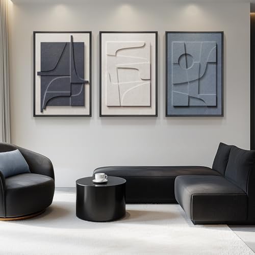 Large Framed Blue Abstract Wall Art - Image 3