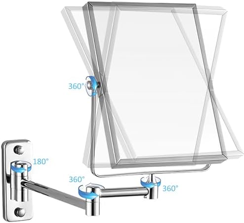 QiMH 3X Magnifying Wall Mounted Vanity Makeup Mirror | Rectangular 8x6 Inch - Image 5