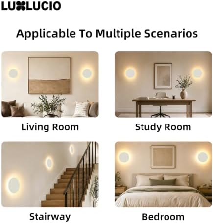 Hardwired 6.7" Round Backlit White Indoor LED Wall Sconce, 2 Pack - Image 6