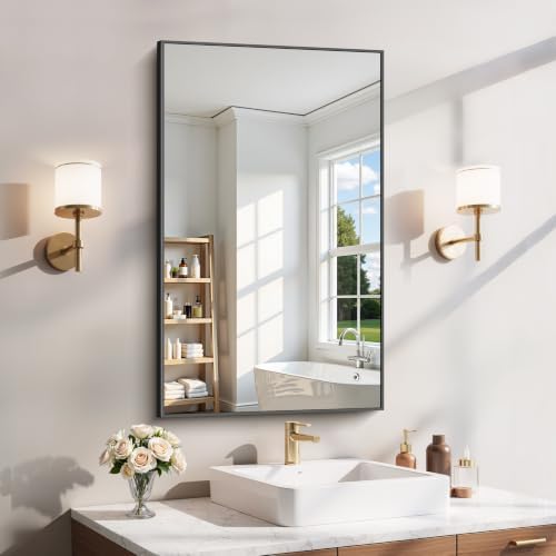 YIROMAN Bathroom Mirror 24"x40", Matte Black Bathroom Mirror by Unknown
