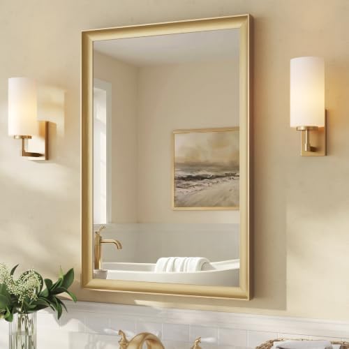 USHOWER 24x36 Inch Brushed Gold Bathroom Mirrors by USHOWER
