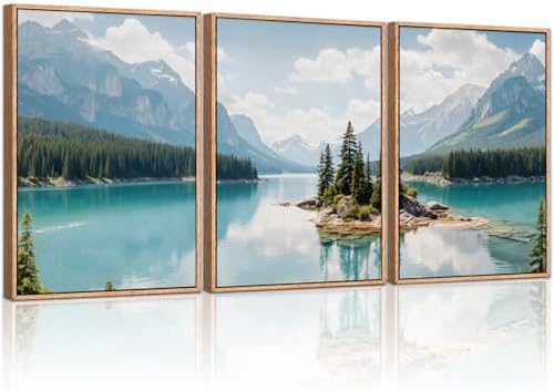 HLNIUC Mountain Wall Art Canvas, Forest Wall Art Mountain Lake, Lake Scenery by HLNIUC