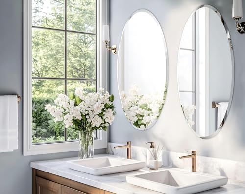 Frameless Oval Wall Mirror: Modern Glass Mirror 31.5x23.6 inch - Image 5