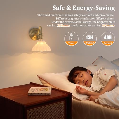 Shenmoyl Battery Operated Wall Sconce Set of 2, Vintage Rechargeable Wall Lights - Image 5