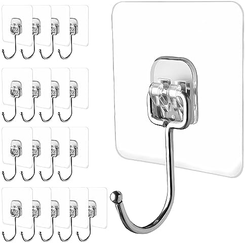 Large Adhesive Hooks, 18 Pack Hold 44lb Heavy-Duty Sticky Hooks, Waterproof & by LGDNNYYY
