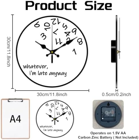 Fun Wall Clock Silent Non-Ticking 12" - Image 2