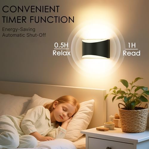 Battery Operated Wall Sconces Set of 4 Rechargeable Wireless Black - Image 5