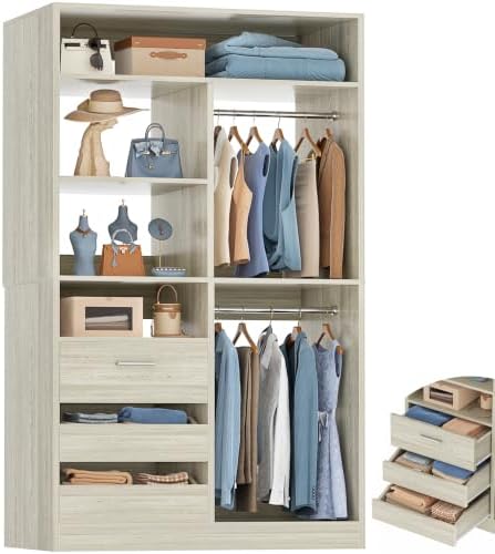 iSunirm 3FT Closet System with 6 Shelves, Wood Walk-in Closet with Closed & 2 by iSunirm
