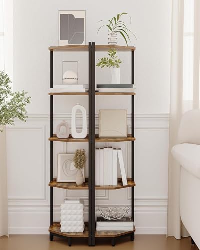 Hzuaneri Corner Shelf Stand 5-Tier Corner Bookshelf Storage Standing Shelf - Image 4