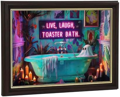 Framed Ghost Halloween Wall Art Funny Live Laugh Toaster Bath 9x11inch by QWETYY666WallArt
