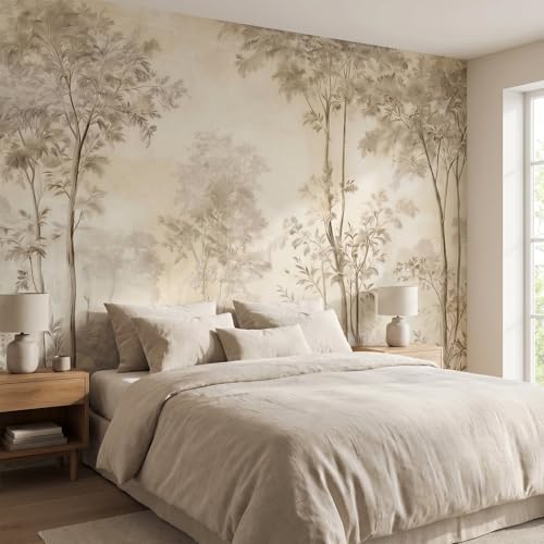 Bormia Beige Forest Peel and Stick Wallpaper Landscape Wall Murals by Bormia