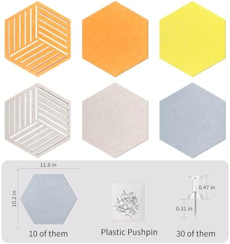 Hexagon Felt Corkboard for Office Frameless Self Adhesive, 10 Pack - Image 6