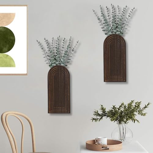 Dnnnii 2 Pack Wooden Wall Vase Set - Image 7