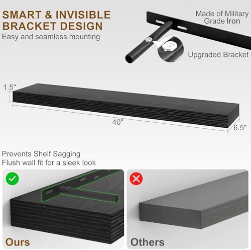 Fun Memories Floating Shelves for Wall, 40Inch Floating Shelves Set of 2 - Image 3