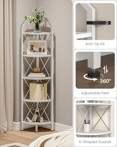 CHOEZON 5-Tier Corner Shelf, Industrial Corner Bookshelf, 59.4" Corner Storage - Image 4