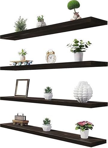 36 Inch Brown Wood Floating Shelves by YFYEO