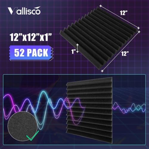 VallisCo 52 Pack Acoustic Panels 1 X 12 X 12 Inch Upgraded, Acoustic Foam Panels - Image 5
