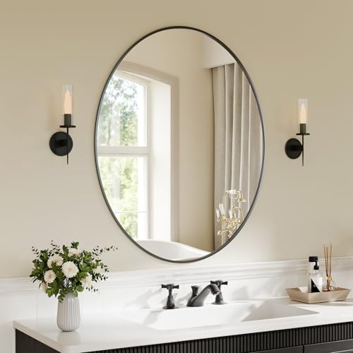 Koonmi Black Oval Bathroom Mirror by KOONMI